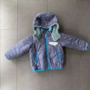 Blue Patagonia Reversible Tribbles Jacket, size 2T